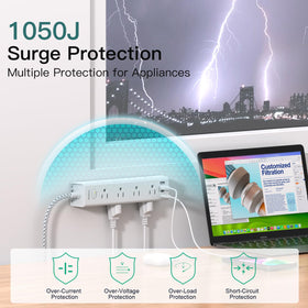 Addtam on a desk charging laptop, phone, and tablet for organized workspace