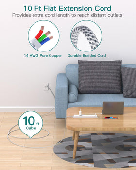 Addtam extension cord 6 AC outlets powers multiple devices at once.