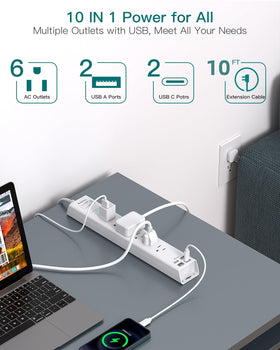 Addtam extension cord USB-C ports enable fast charging for devices.