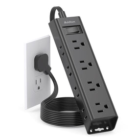 Addtam extension flat plug wall socket with 12 outlets, ideal for dorm and home office organization
