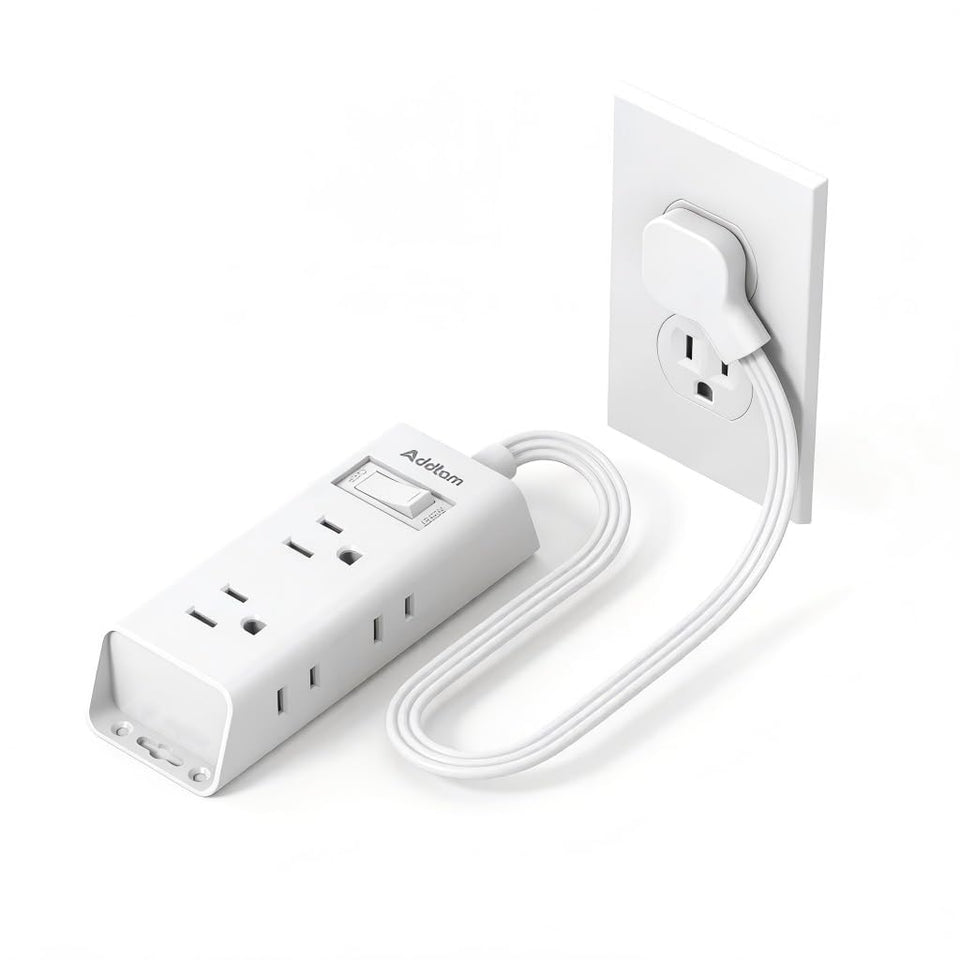 Addtam flat plug 6-outlet power strip slim wall clearance