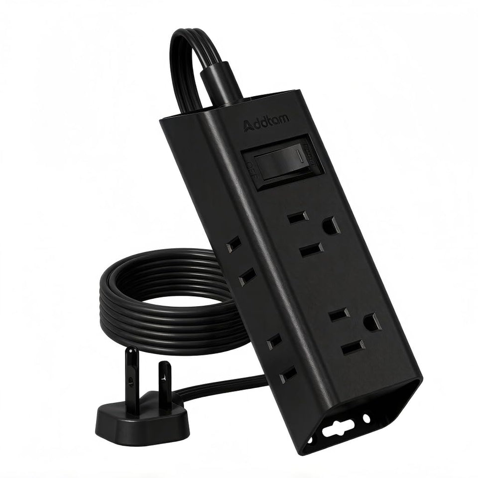 Addtam flat plug power strip with 6 outlets, ideal for travel and compact spaces