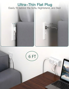 Addtam right-angle ultra-flat plug enables close-to-wall placement.