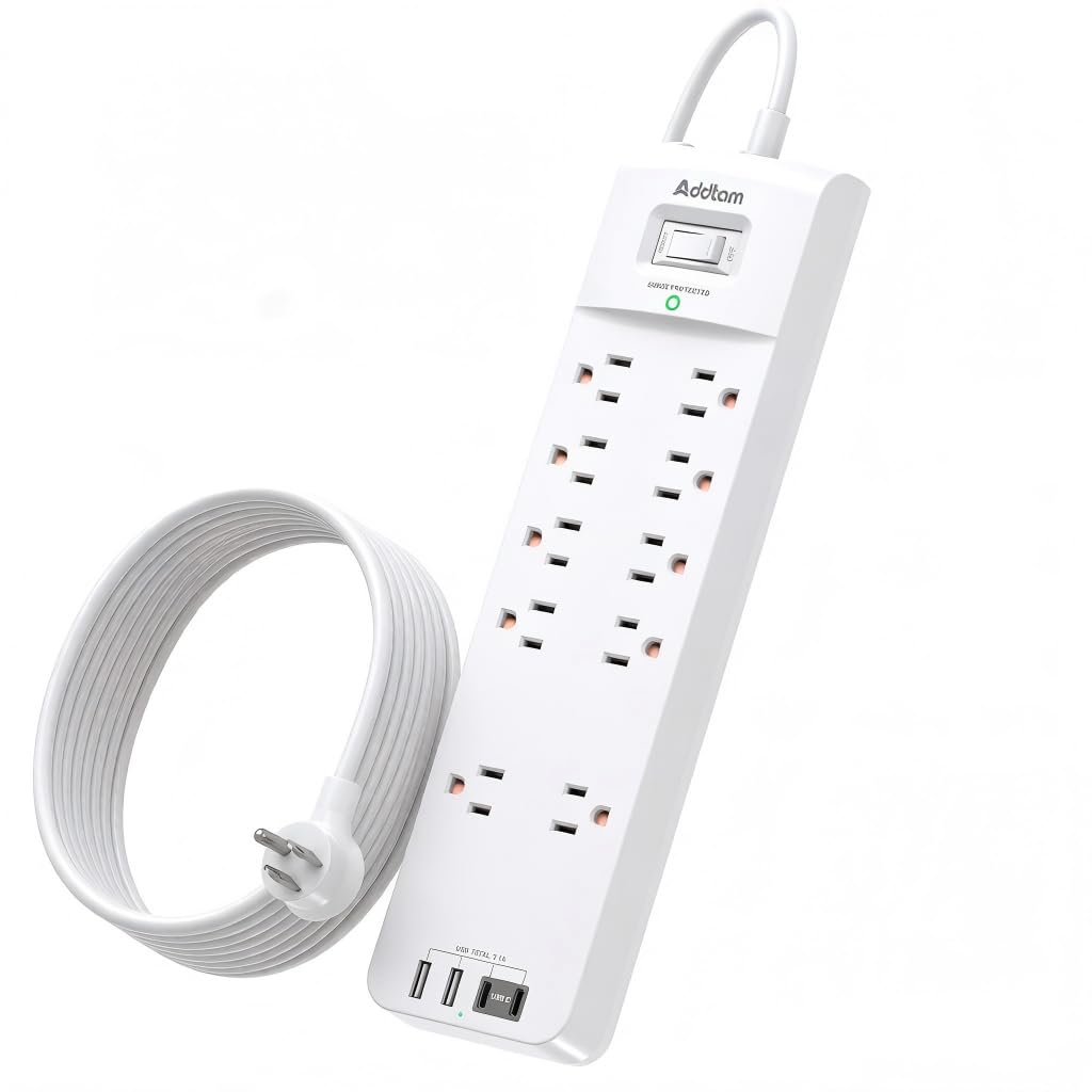 Addtam front view showing outlets and USB ports for versatile charging