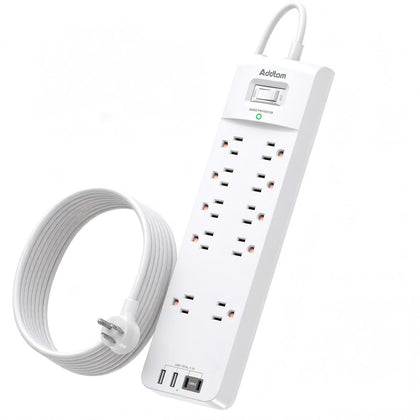 Addtam front view showing outlets and USB ports for versatile charging