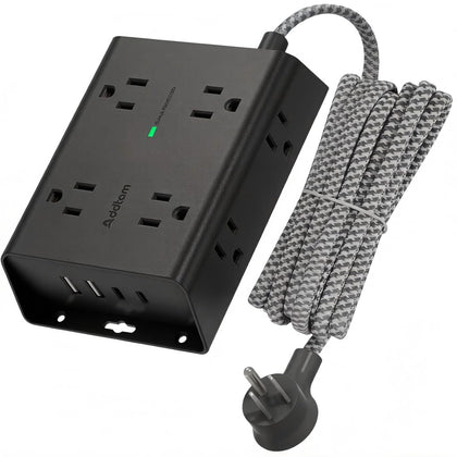 Addtam front view showing outlets and USB ports for organized charging