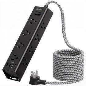 Addtam front view showing all outlets and streamlined black finish for clean charging