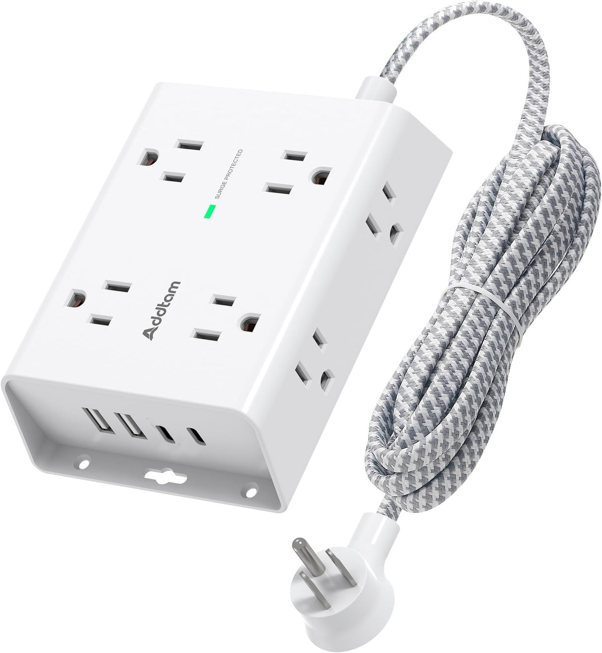 Addtam front view showing eight outlets for organized power