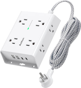 Addtam front view showing eight outlets for organized power