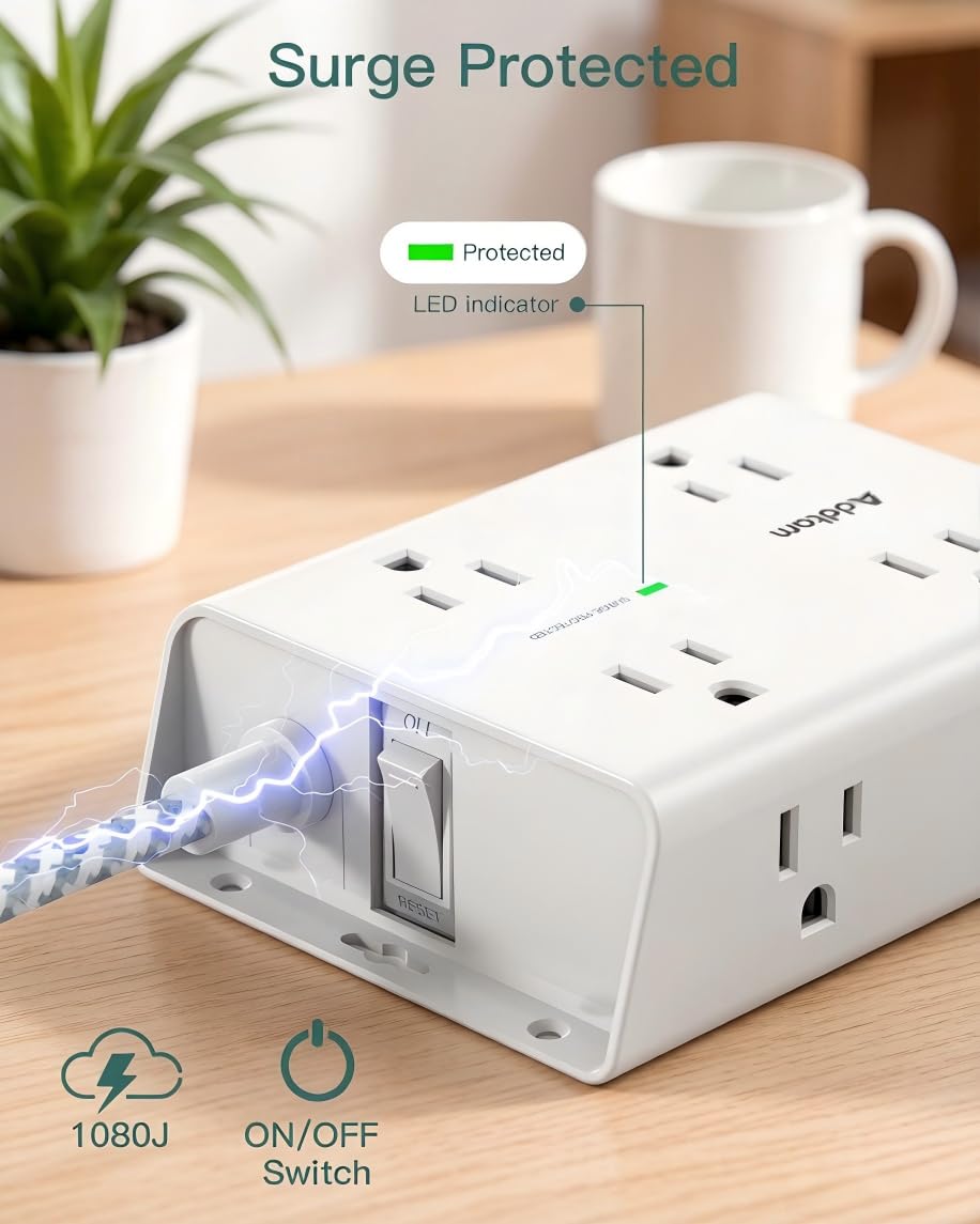 Addtam lifestyle desk setup showing tidy power management and versatility