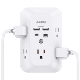 Addtam outlet extender front view with five outlets for versatile charging