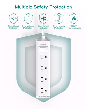 Addtam portable slim power strip ideal for travel and dorms