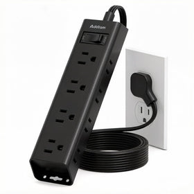 Addtam power strip with 12 outlets keeps home office devices organized and powered.