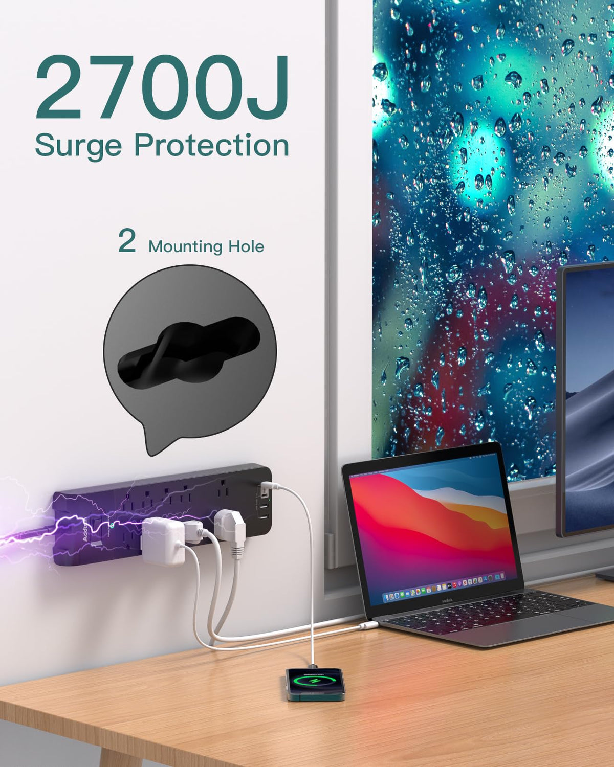 Addtam power strip featuring USB ports for fast device charging