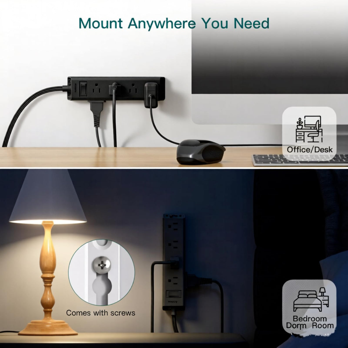Addtam wall mount holes shown for secure installation.
