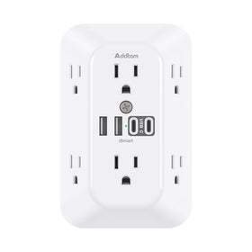Addtam surge-outlet-extender with 6 outlets and 4 USB ports for versatile charging