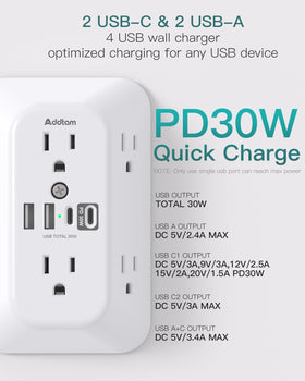 Addtam label closeup showing 1800J surge protection and ETL safety certification