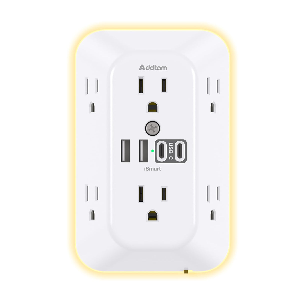 Addtam surge protector with six outlets for versatile power at the desk