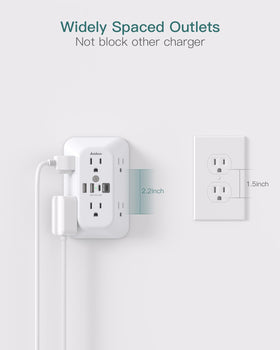 Addtam ETL-certified outlet extender image emphasizing safety-compliant housing.