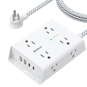 Addtam surge protector power strip with 12-in-1 outlets and USB ports for multi-device charging