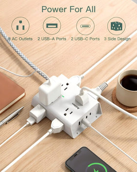 Addtam close-up of three-sided outlets demonstrating space for large adapters