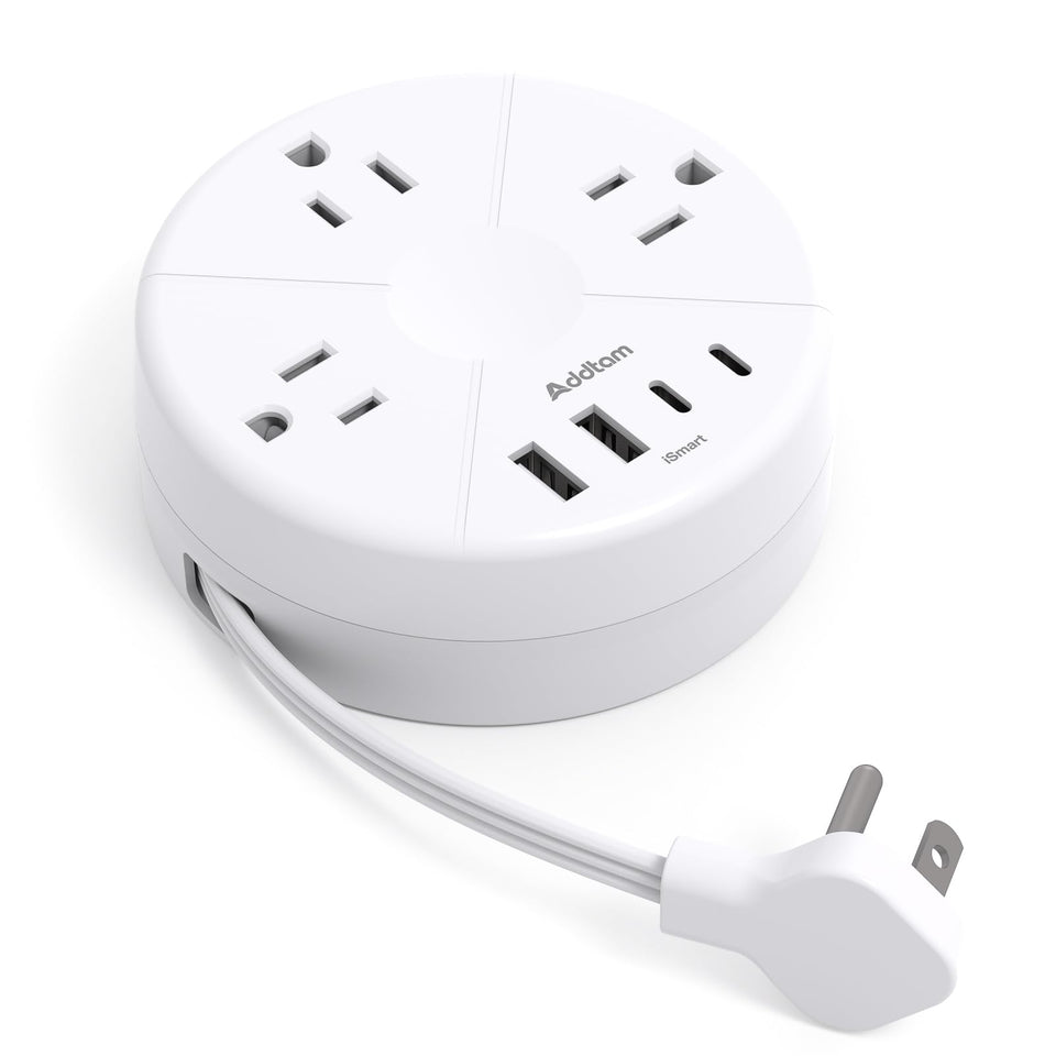 Addtam Travel Essentials cruise-approved power strip with 5ft cord keeps devices charged on cruises