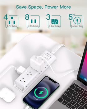 Addtam twelve-outlet compact power strip supports up to twelve devices