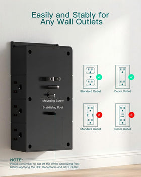 Addtam twelve-outlet extender on four-sides design for shared spaces