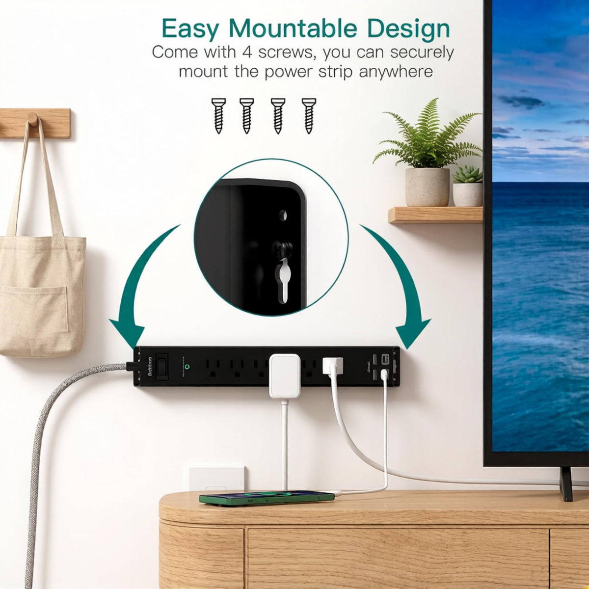Addtam USB-C ports enable fast charging for compatible devices.