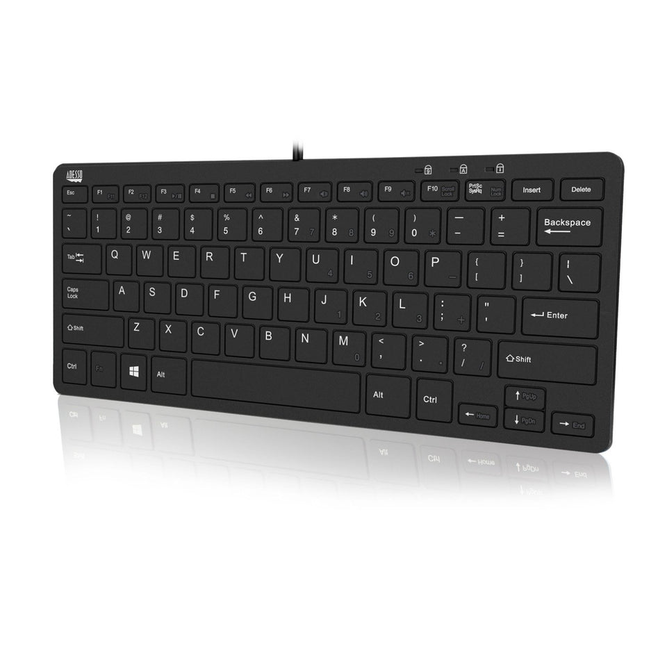 Adesso Adaptec SlimTouch 510 keyboard front view showing compact layout for small desks