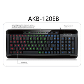 Adesso keyboard used at night in a home office to improve visibility and focus