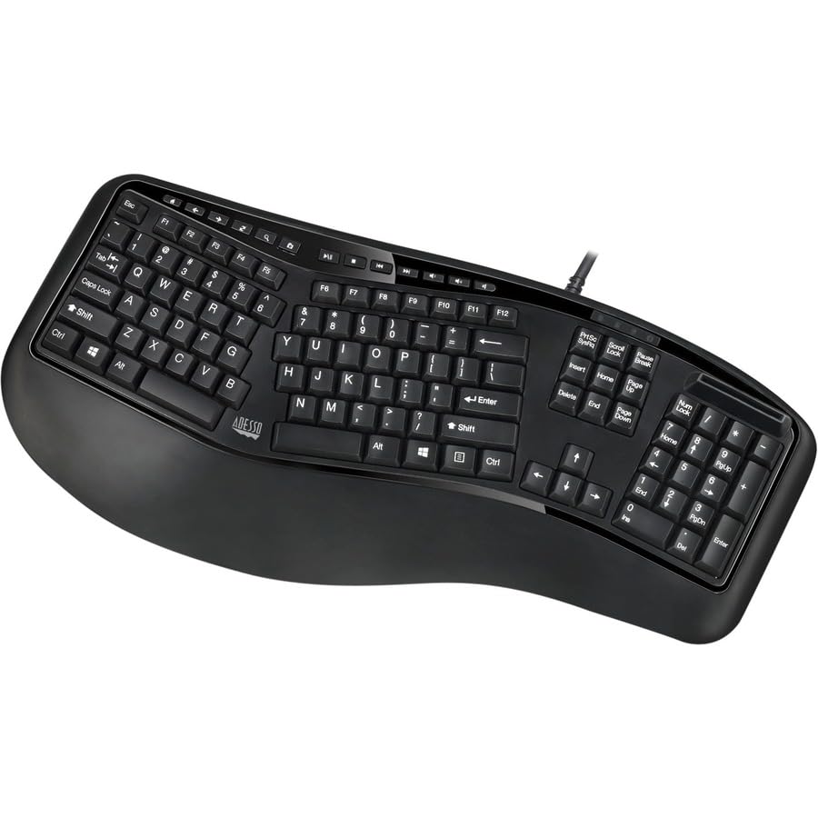 Adesso AKB-150SB split ergonomic design promotes comfortable wrists