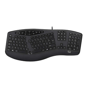 Adesso keyboard front view showing ergonomic split layout and comfort