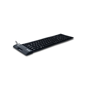 Adesso AKB-222UB waterproof flexible keyboard front view for portable use.