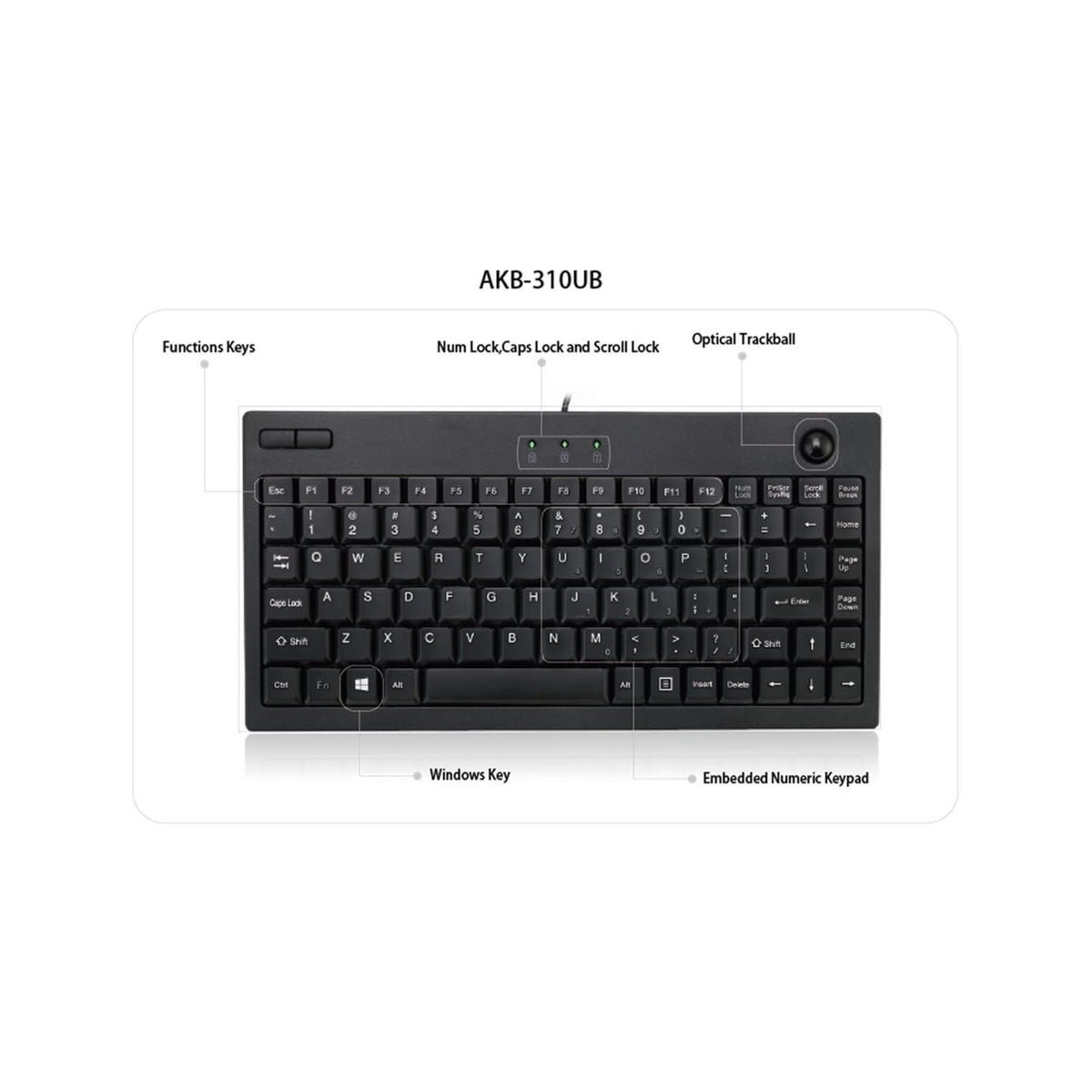 Adesso AKB-310UB next to a laptop showing scale and portability for small workspaces