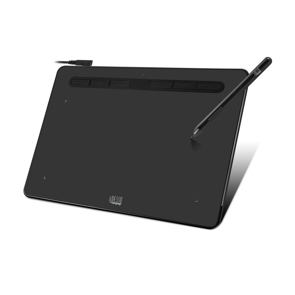 Adesso Cybertablet K8 front view showing active surface and buttons for precise control