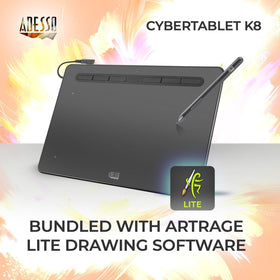Adesso Cybertablet K8 in use with digital illustration to demonstrate fine pressure sensitivity
