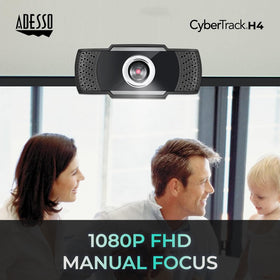 Adesso CyberTrack H4 close-up of lens highlighting 1080p image quality benefit