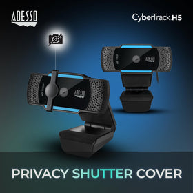 Adesso CyberTrack H5 mounted on laptop for easy video conferencing