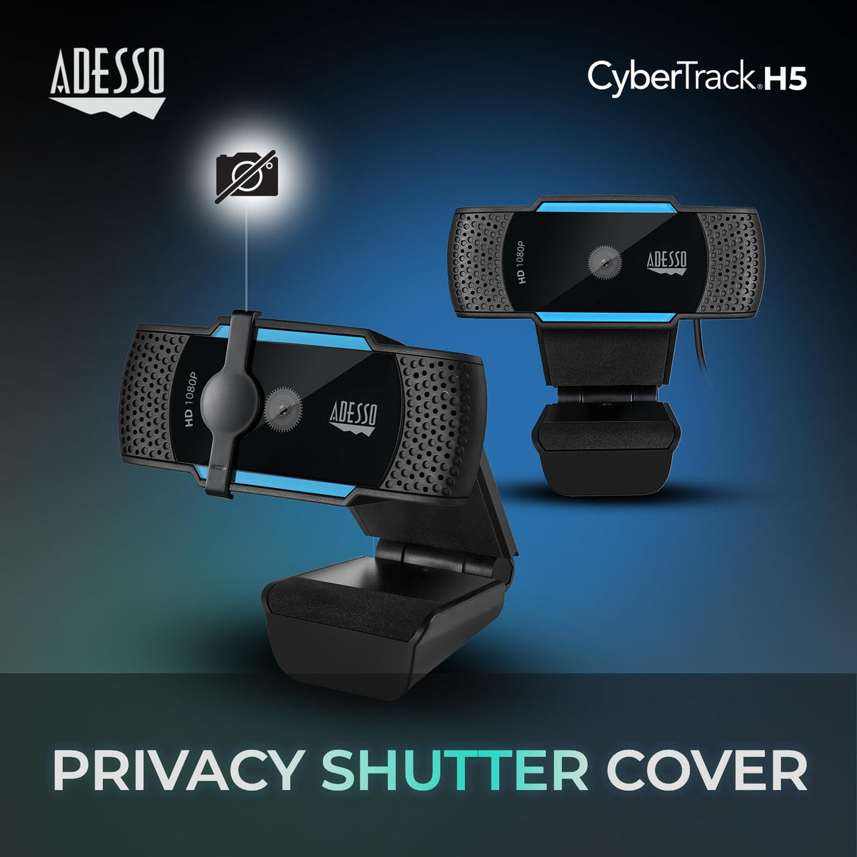 Adesso CyberTrack H5 side profile clipped on monitor demonstrating low-profile installation benefit