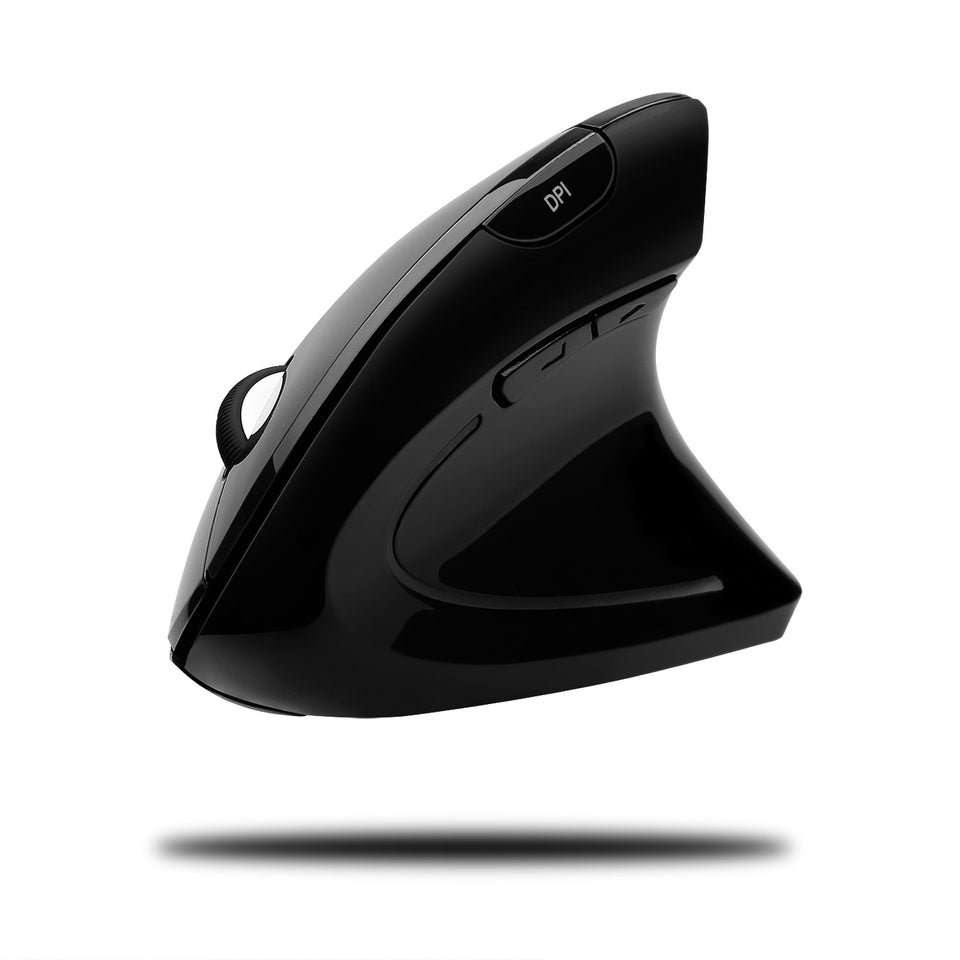 Adesso iMouse E10 front view showing vertical ergonomic grip for reduced wrist strain