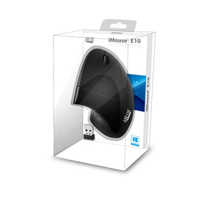 Adesso iMouse E10 on a desk in a workspace setup for ergonomic productivity