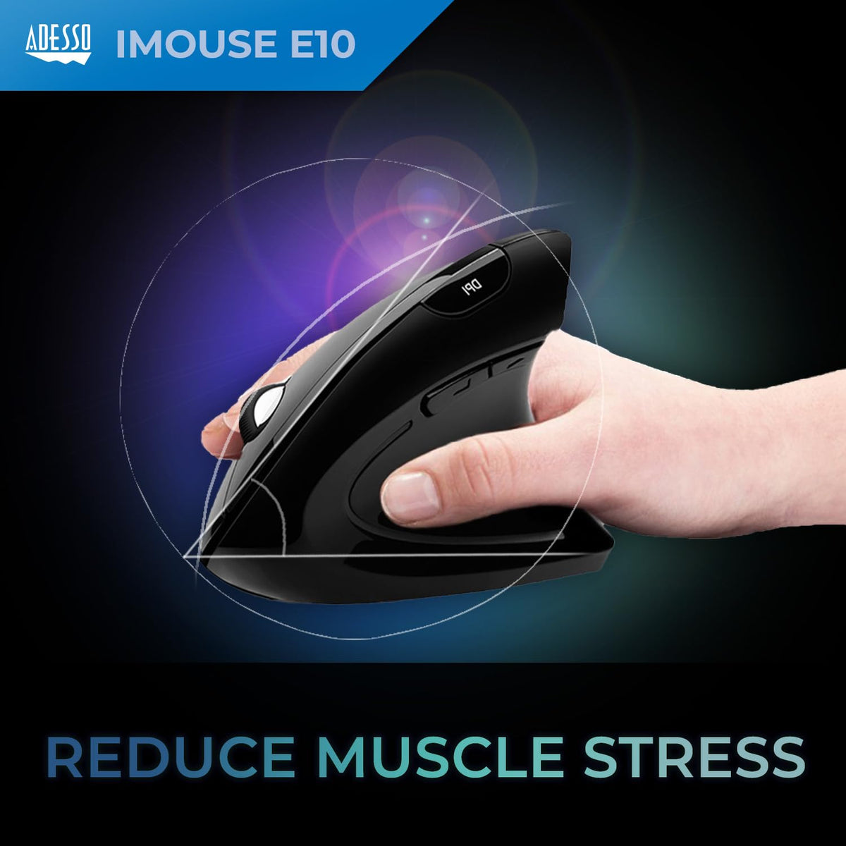 Adesso iMouse E10 thumb side buttons visible for quick browser back and forward actions