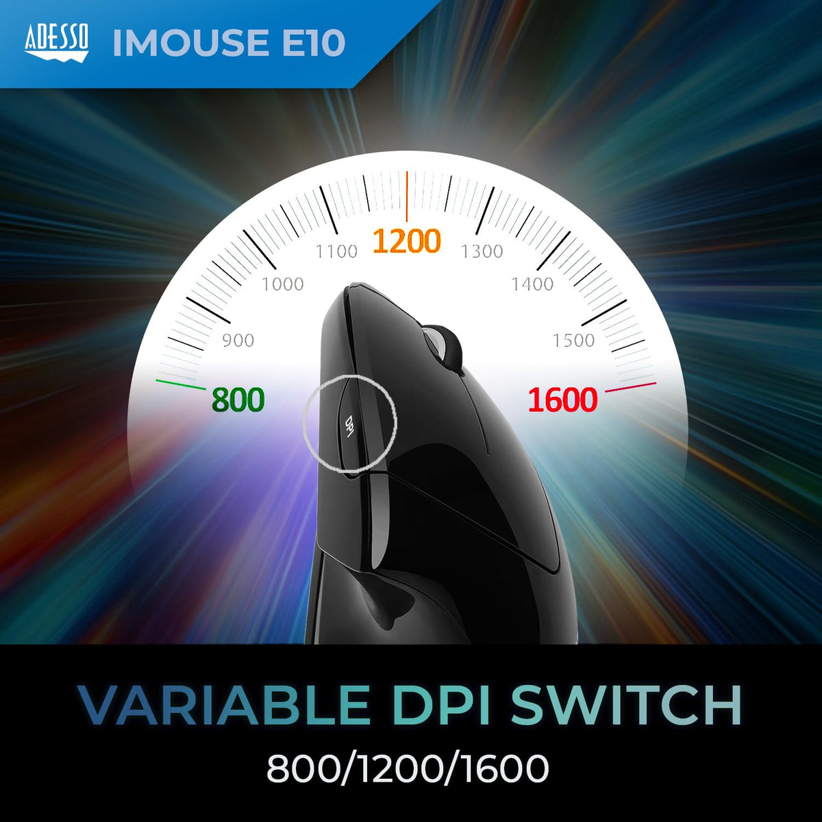 Adesso iMouse E10 with USB receiver and two AAA batteries included for immediate use