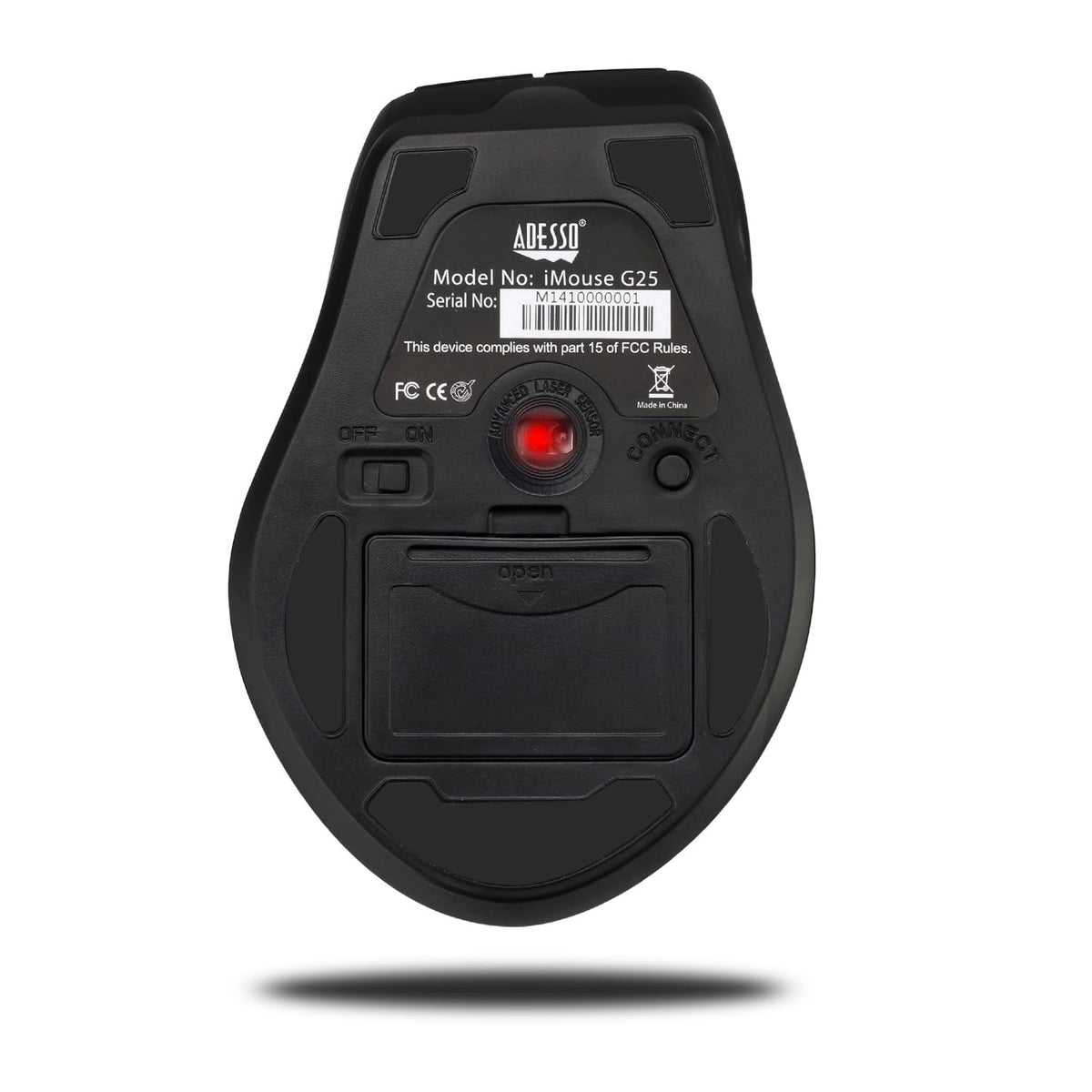 Adesso iMouse G25 top view highlighting DPI button for quick sensitivity changes