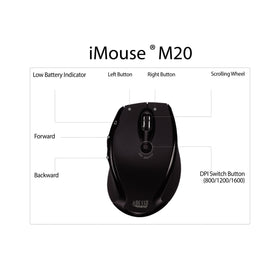 Adesso iMouse M20B compact black design fits in small workspaces.