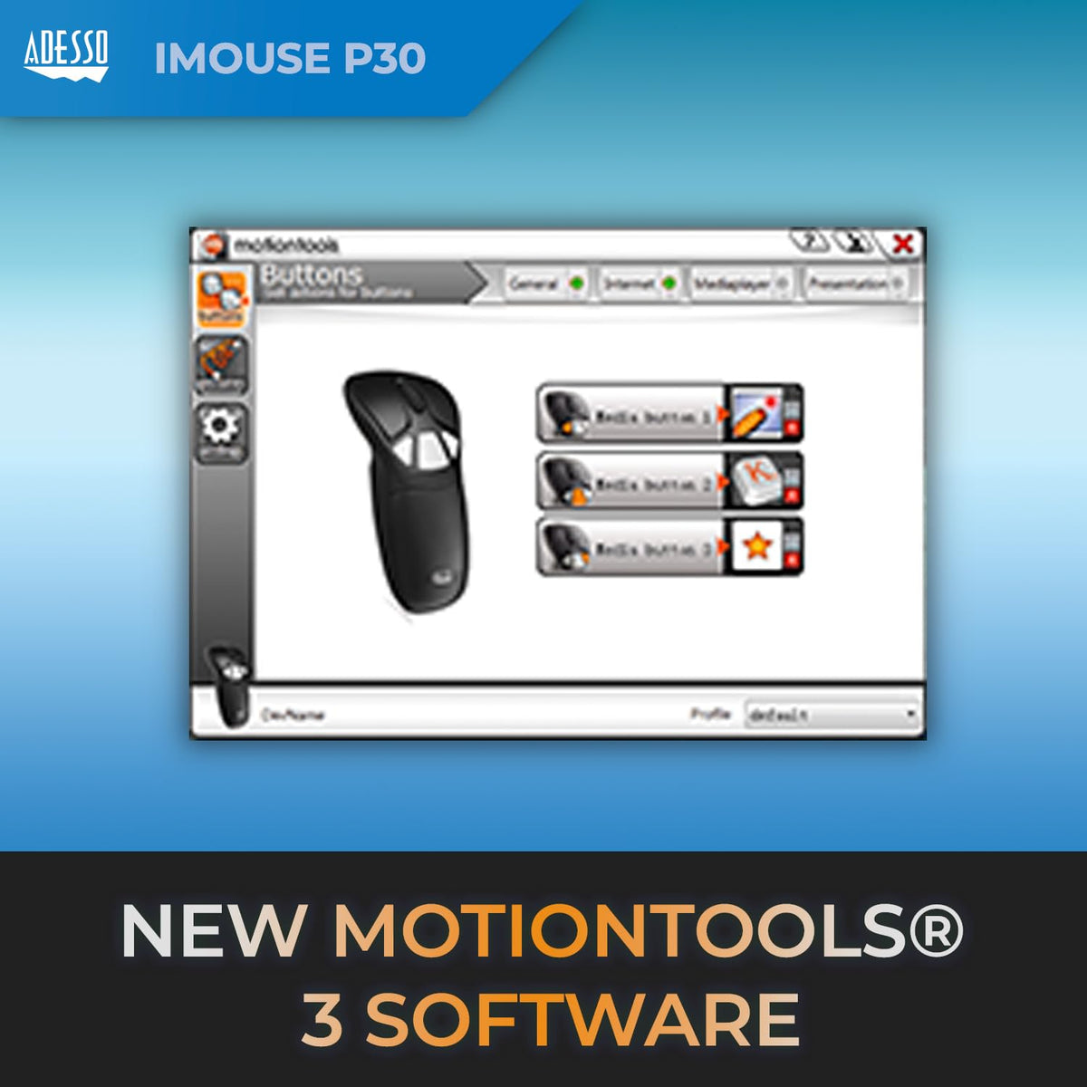 Charging cradle for Adesso iMouse P30 keeps battery charged during sessions