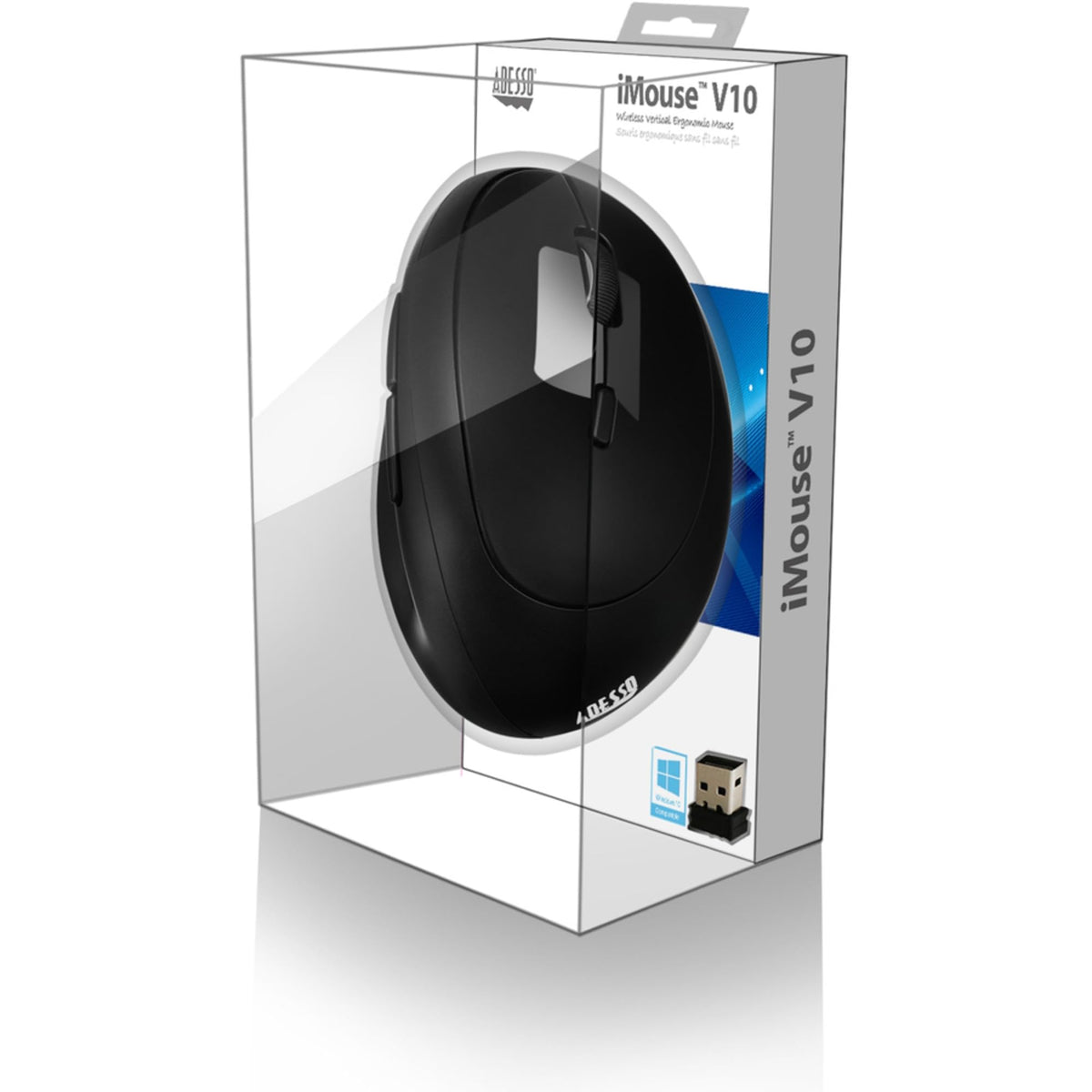 Adesso iMouse V10 moving on wood surface showing reliable tracking without mousepad