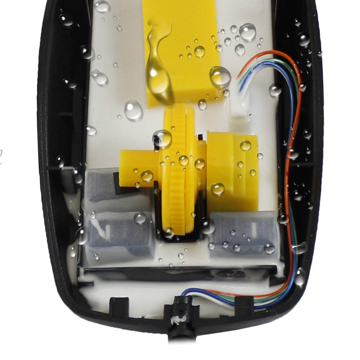 Adesso iMouse W3 tracking on a marble surface showing optical sensor works without a pad
