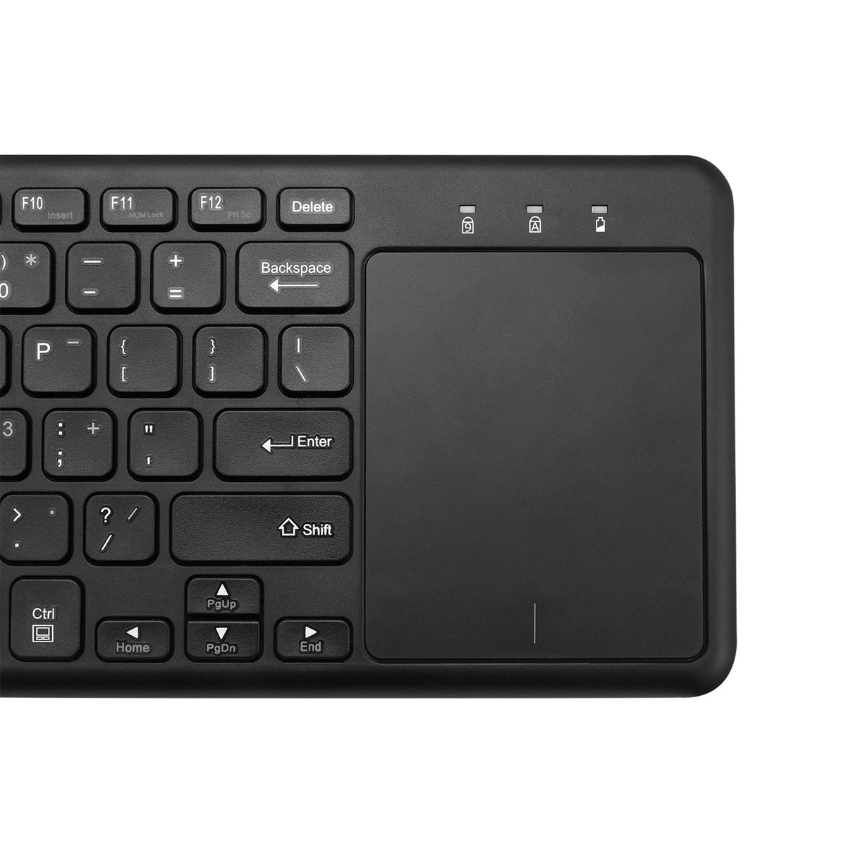 Adesso keyboard top-down layout highlighting full QWERTY and gesture pad benefit